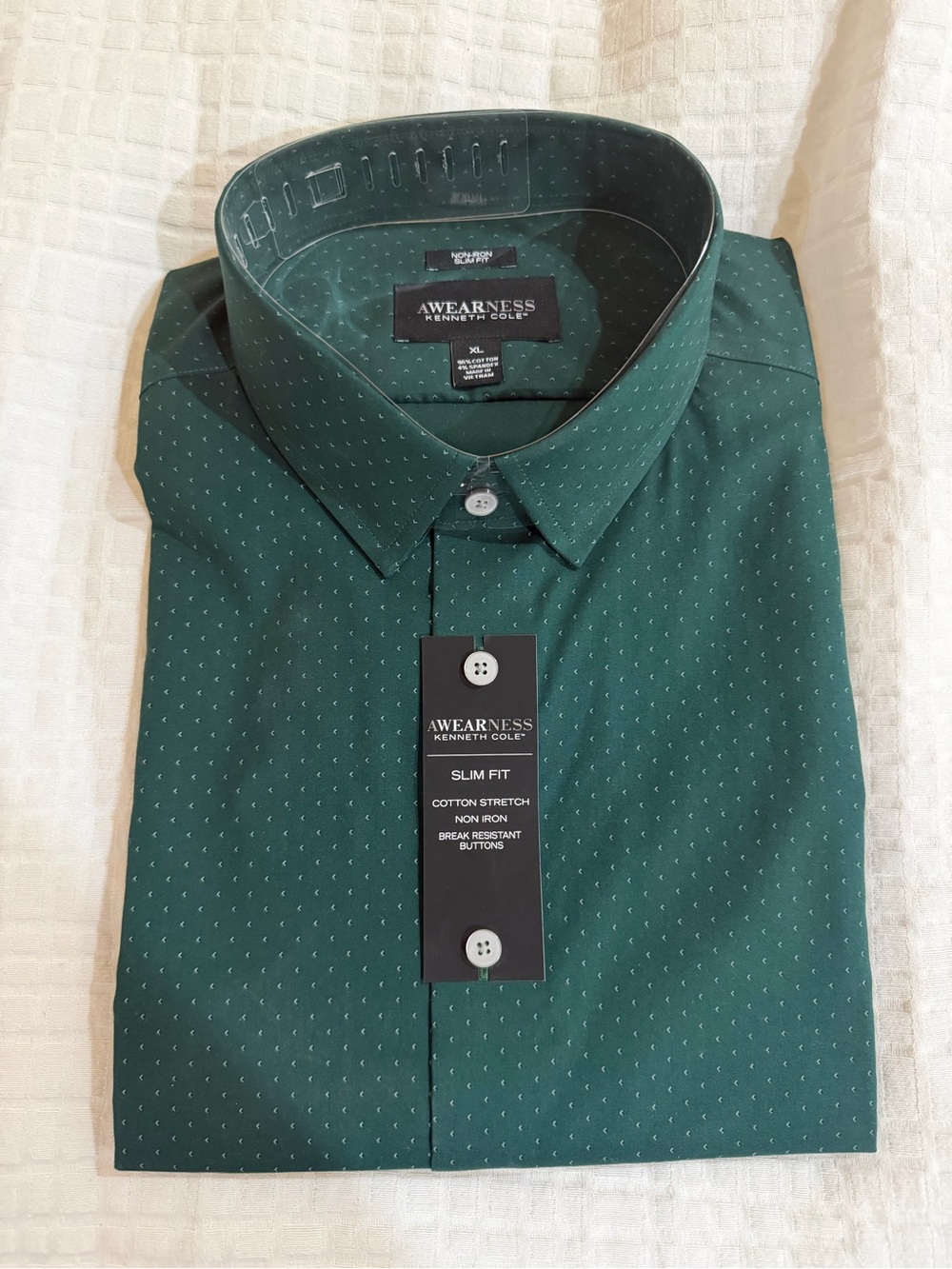 Kenneth Cole Green Microdot Slim Fit Dress Shirt